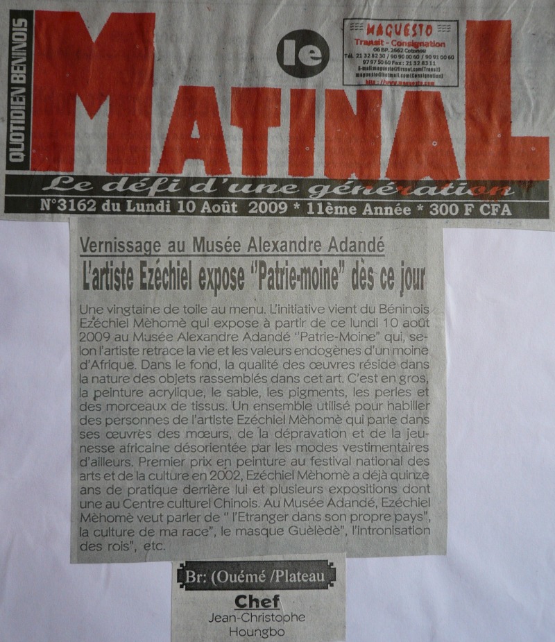 Article dans Le Matinal, 10/08/2009
